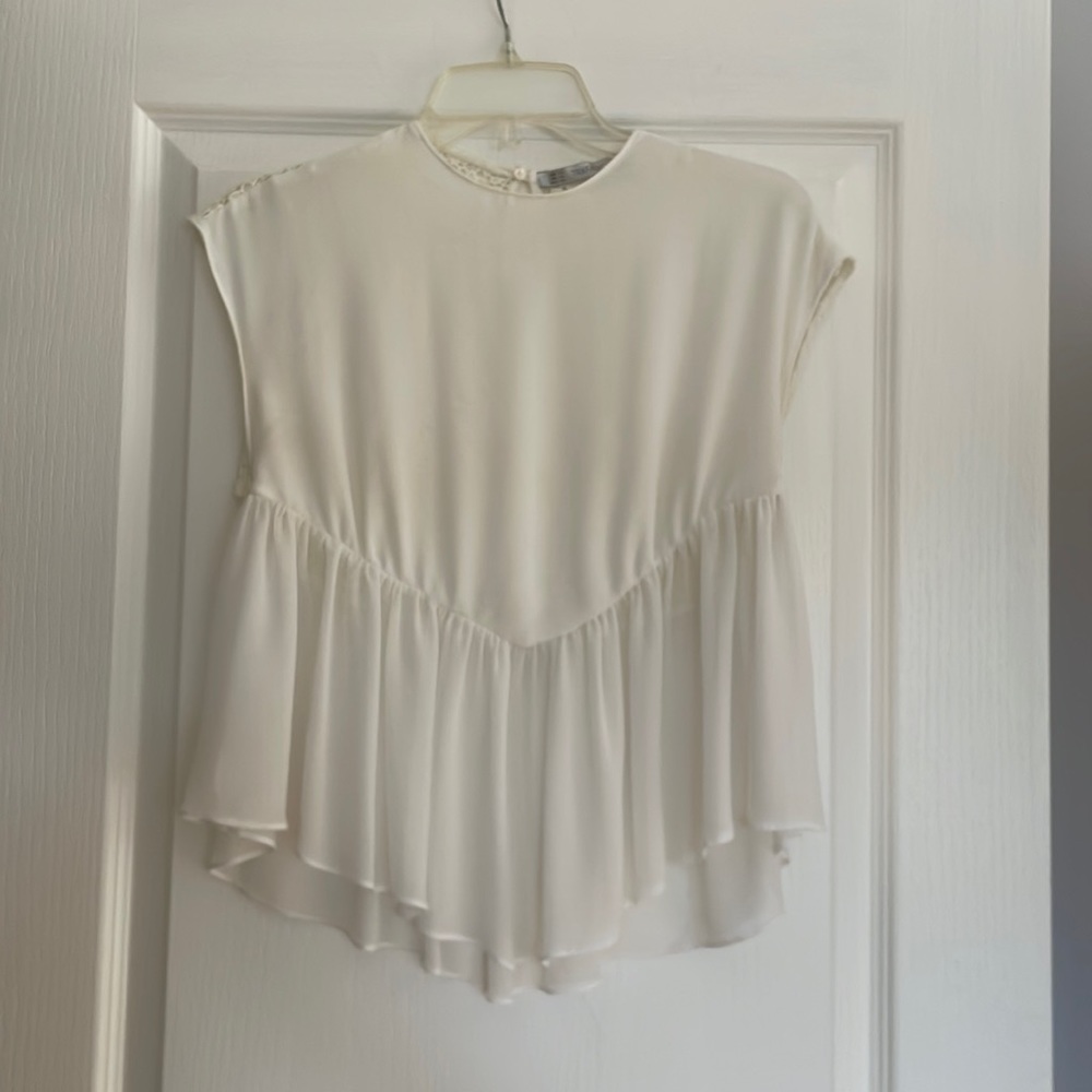 Zara Chiffon + Crochet Top